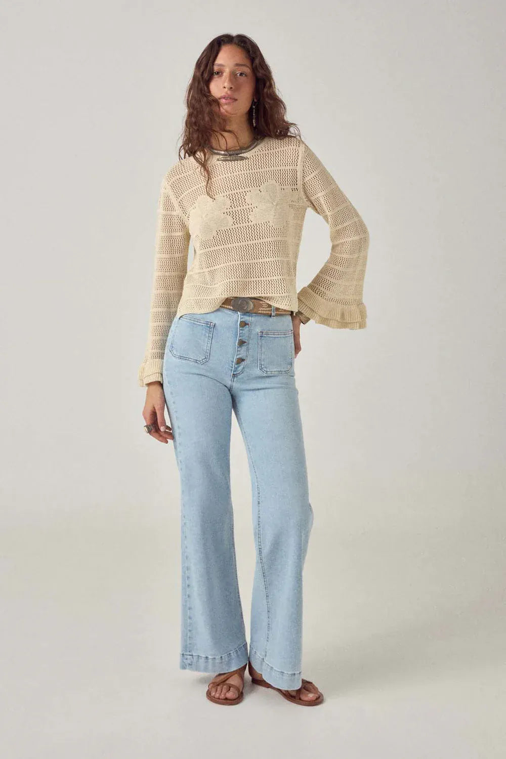 Maison Hotel Trousers Charlie Denim Jeans Bleach Blue