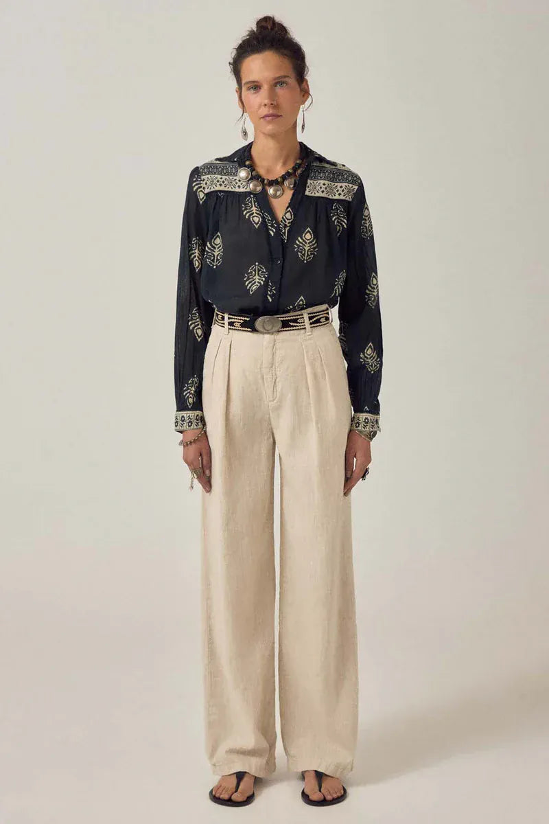 Maison Hotel Trousers Rustic Linen Trousers in Sand