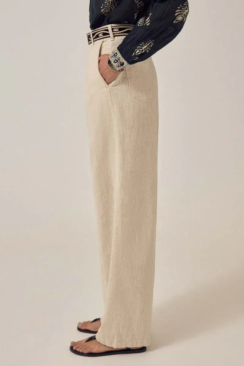 Maison Hotel Trousers Rustic Linen Trousers in Sand