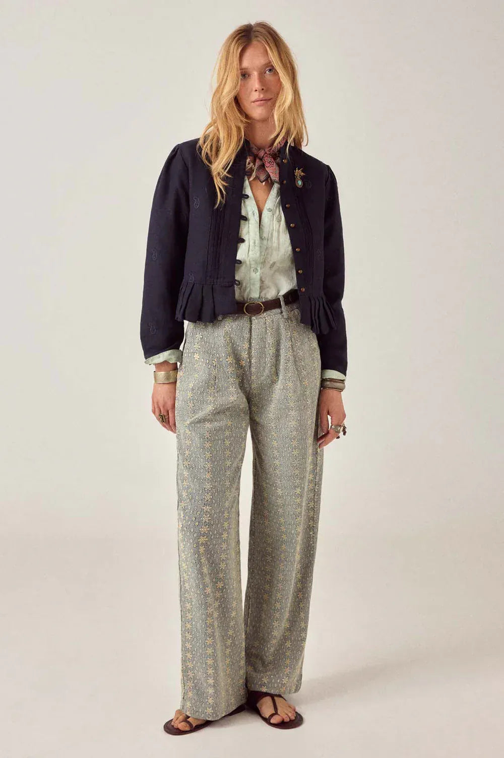 Maison Hotel Trousers Western Lace Trousers in Cerulean