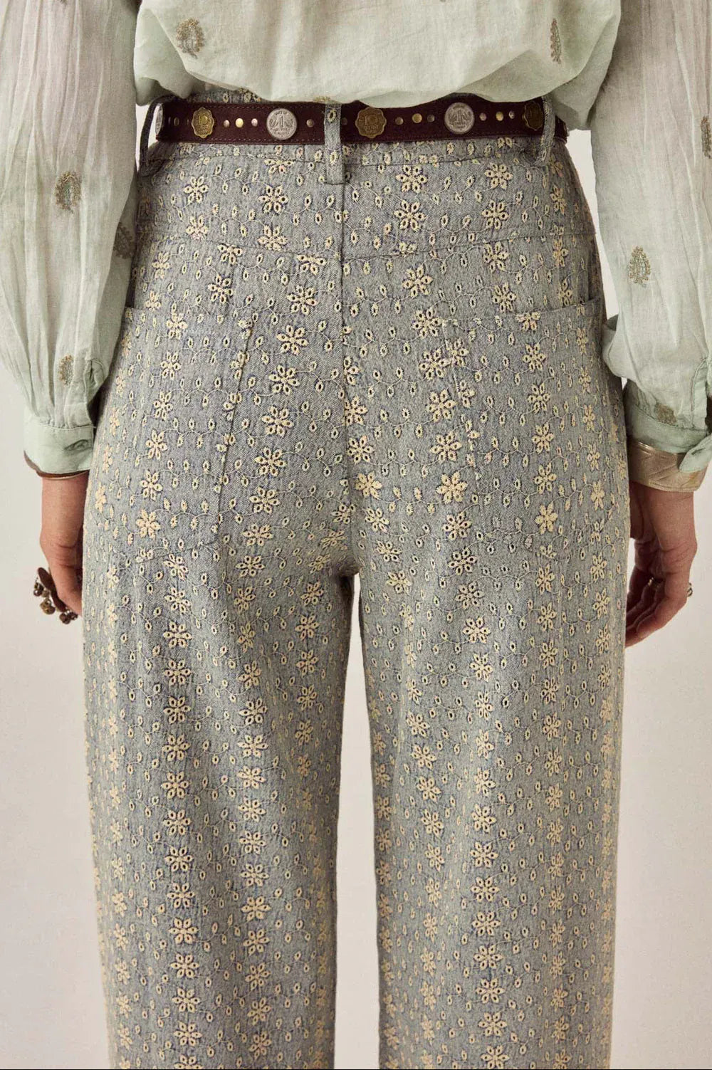 Maison Hotel Trousers Western Lace Trousers in Cerulean
