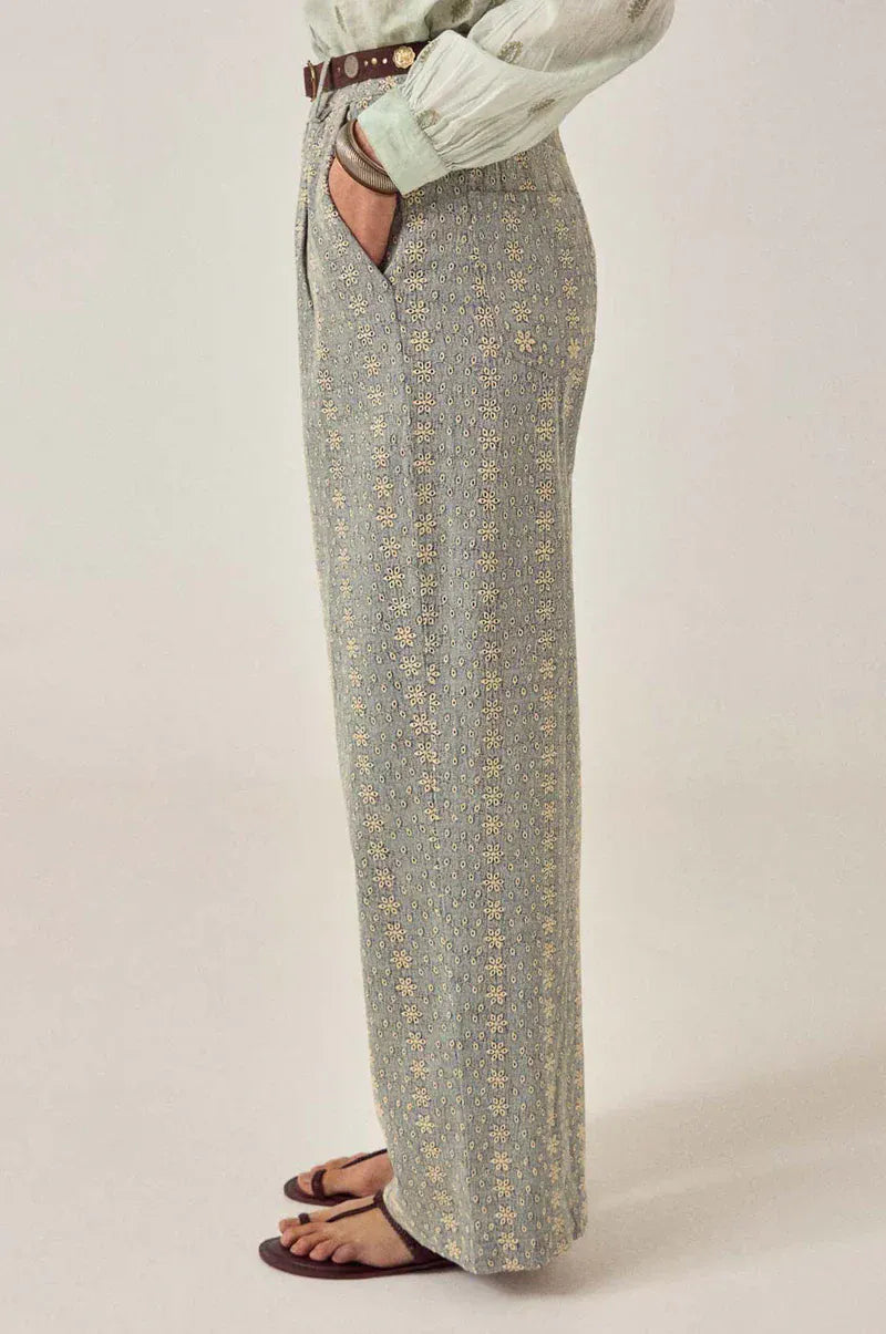 Maison Hotel Trousers Western Lace Trousers in Cerulean