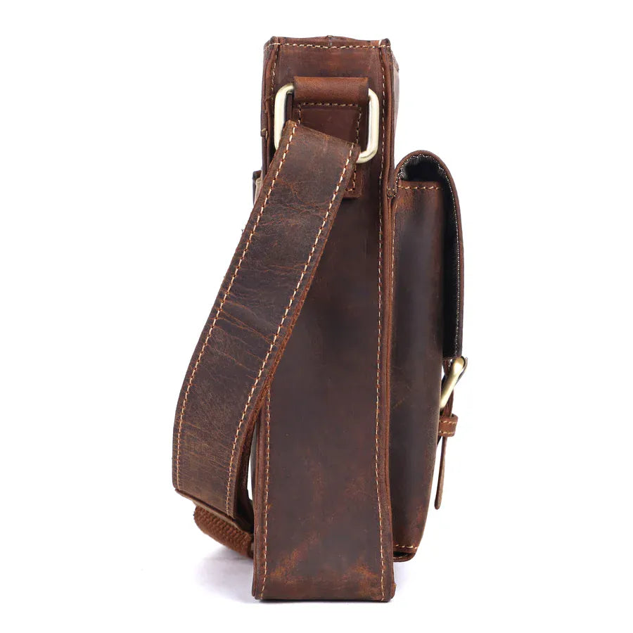 Mala Bags Cactus Brown Leather Front Pocket Crossbody Bag