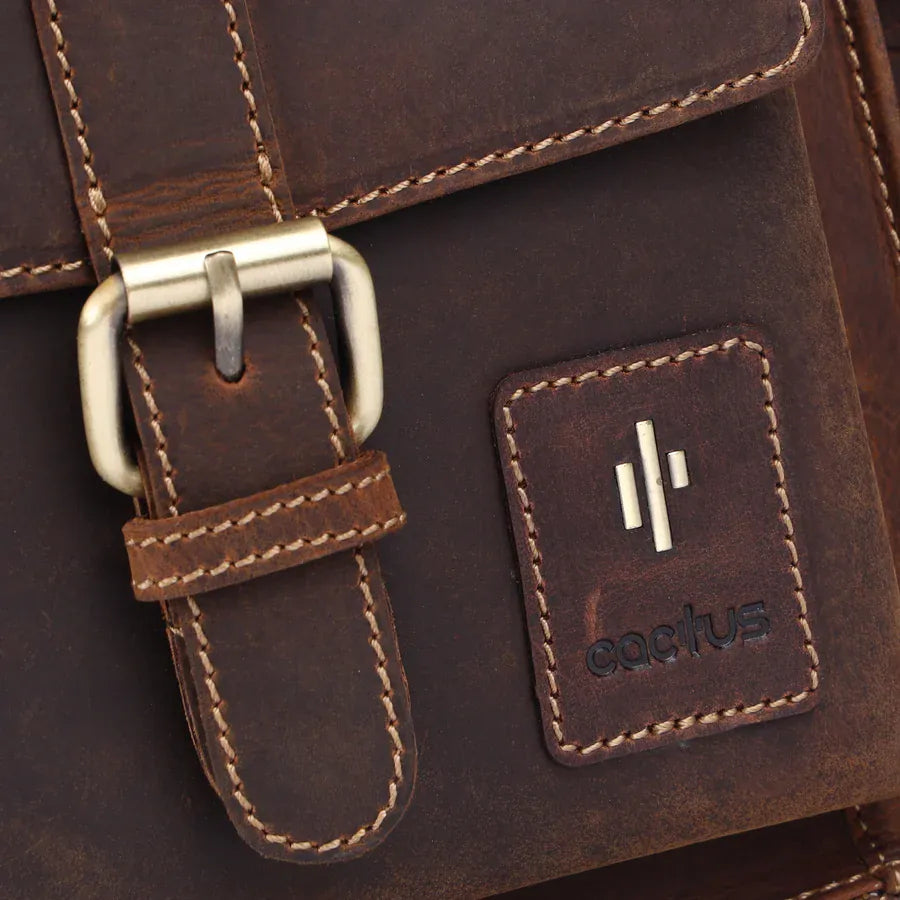 Mala Bags Cactus Brown Leather Front Pocket Crossbody Bag