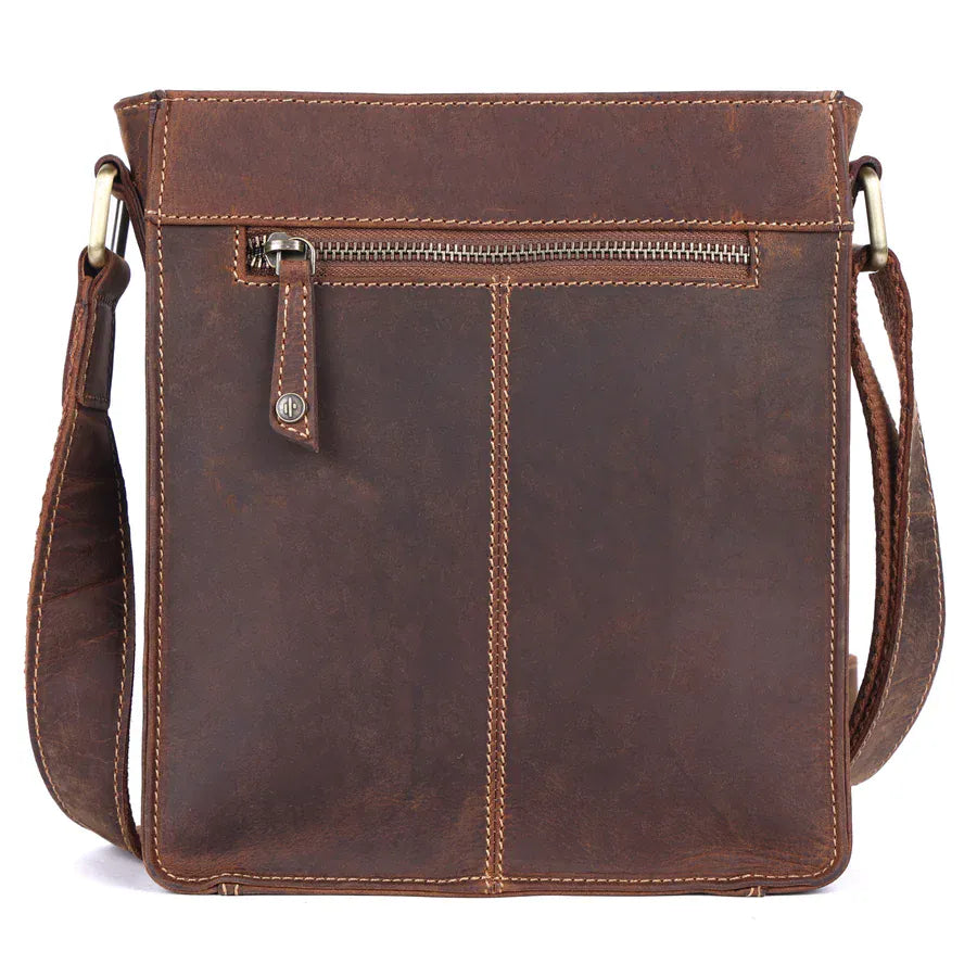 Mala Bags Cactus Brown Leather Front Pocket Crossbody Bag