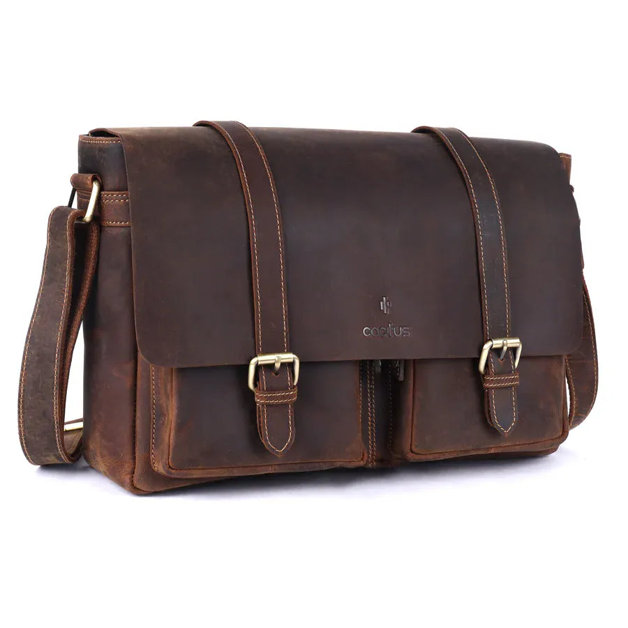 Mala Bags Cactus Brown Leather Laptop Satchel bag