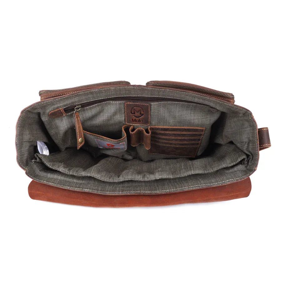 Mala Bags Cactus Brown Leather Laptop Satchel bag