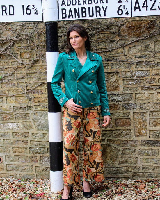 Me369 Jackets Daphne Velvet Jacket in Emerald