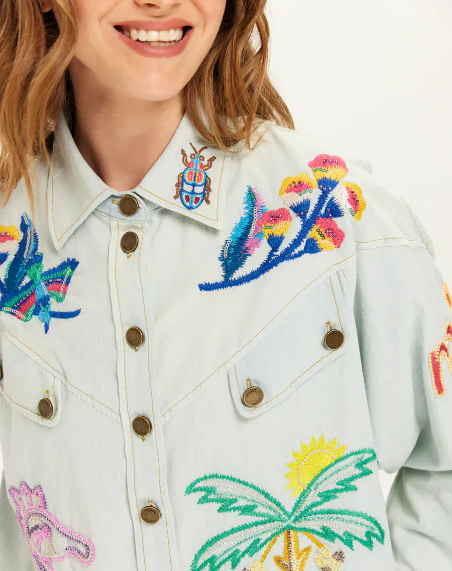 Me369 Tops SIZE SMALL Adelyn Light blue Oversized Shirt