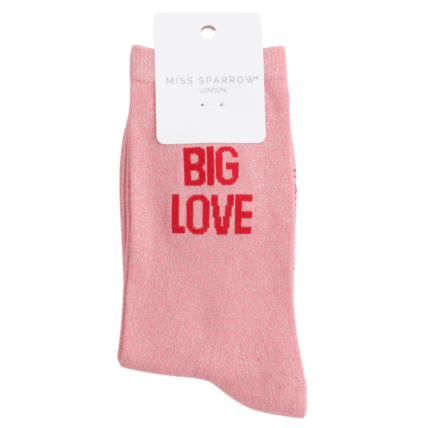 MISS SPARROW Ladies Socks One Size (Fits 3-7) Glitter Statement Socks Big Love