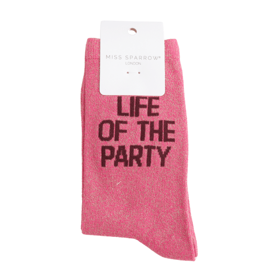 MISS SPARROW Ladies Socks One Size (Fits 3-7) Glitter Statement Socks Life of The Party