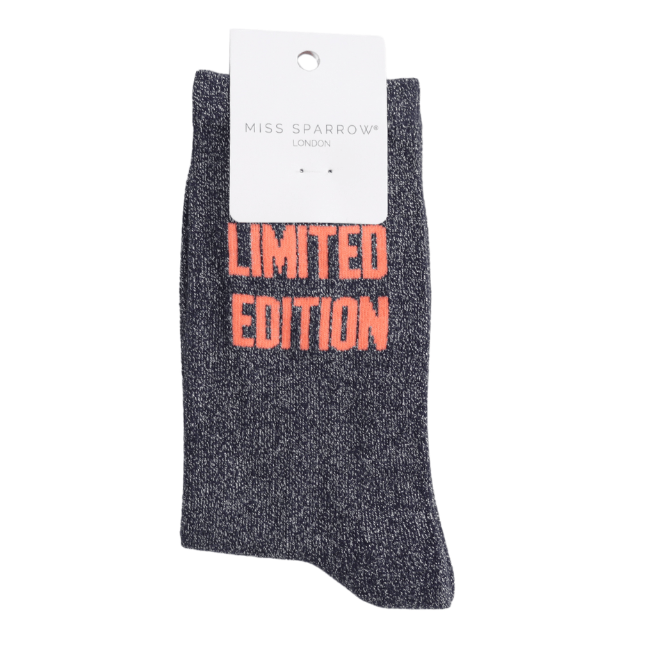MISS SPARROW Ladies Socks One Size (Fits 3-7) Glitter Statement Socks Limited Edition