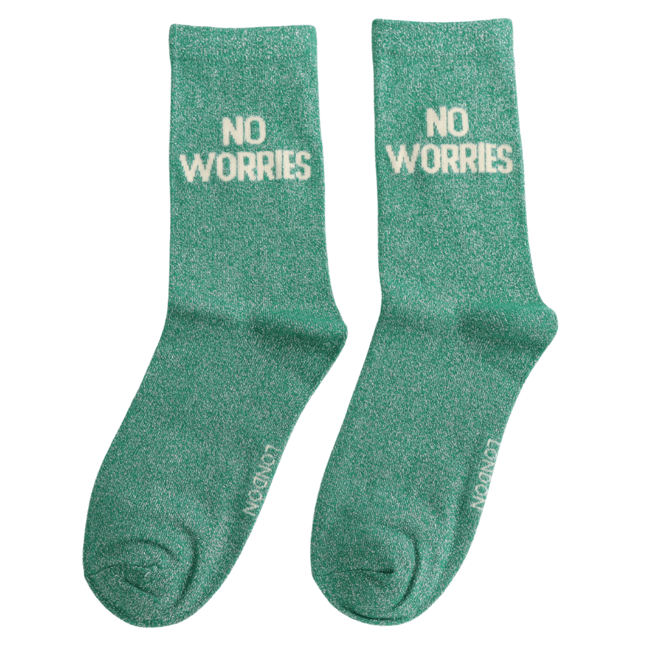 MISS SPARROW Ladies Socks One Size (Fits 3-7) Glitter Statement Socks No Worries