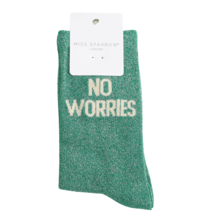 MISS SPARROW Ladies Socks One Size (Fits 3-7) Glitter Statement Socks No Worries