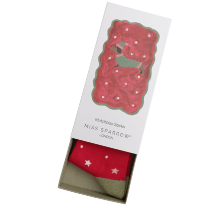 MISS SPARROW Ladies Socks One Size (Fits 3-7) Women’s Matchbox Socks Festive Sausage Dogs