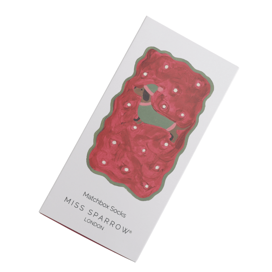 MISS SPARROW Ladies Socks One Size (Fits 3-7) Women’s Matchbox Socks Festive Sausage Dogs