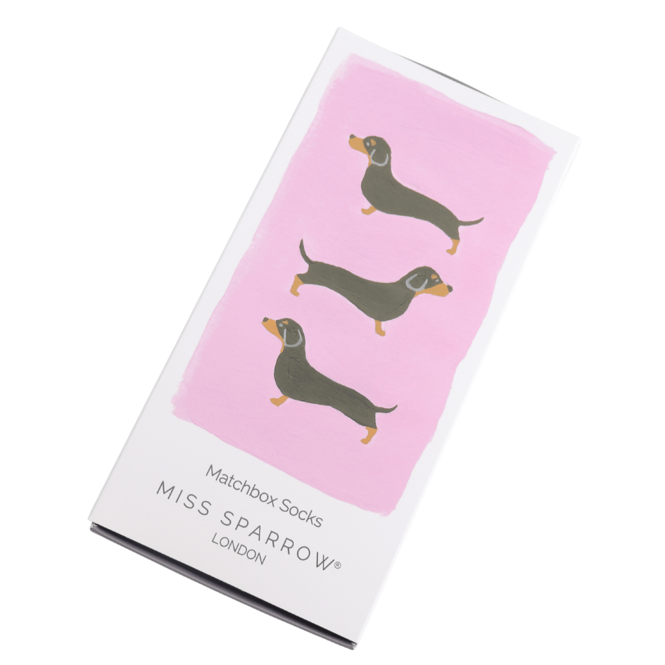 MISS SPARROW Ladies Socks One Size (Fits 3-7) Women’s Matchbox Socks Little Sausage Dogs