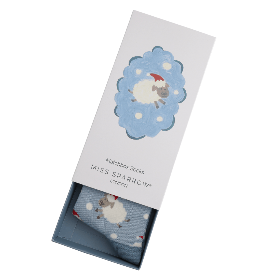 MISS SPARROW Ladies Socks One Size (Fits 3-7) Women’s Matchbox Socks Santa Sheep