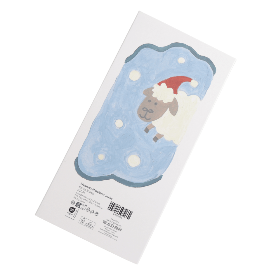 MISS SPARROW Ladies Socks One Size (Fits 3-7) Women’s Matchbox Socks Santa Sheep