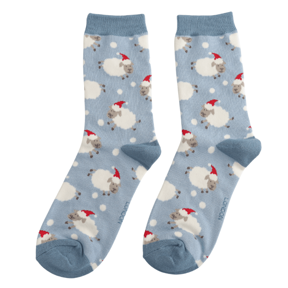 MISS SPARROW Ladies Socks One Size (Fits 3-7) Women’s Matchbox Socks Santa Sheep