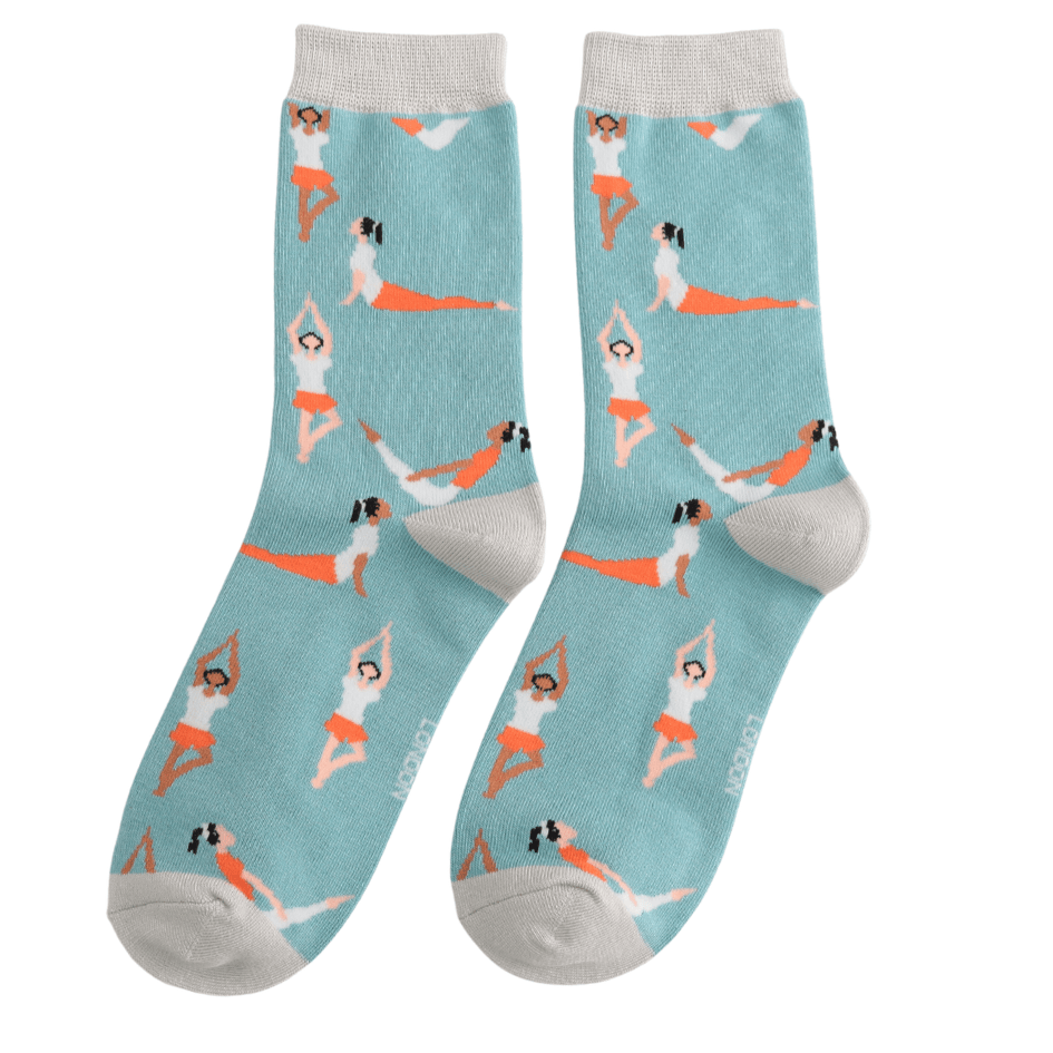 MISS SPARROW Ladies Socks One Size (Fits 3-7) Women’s Matchbox Socks Yoga Poses