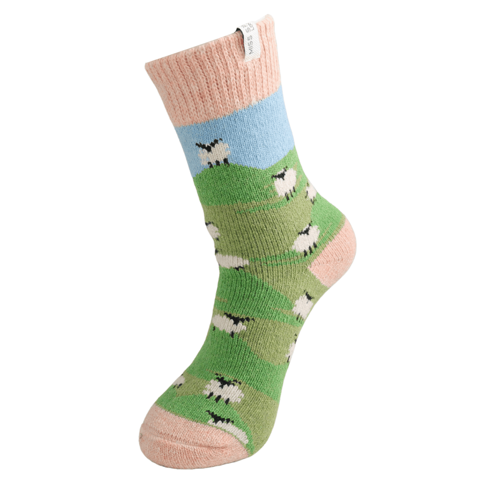 MISS SPARROW Ladies Socks One Size (Fits 3-7) Wool Highland Sheep Duck Egg