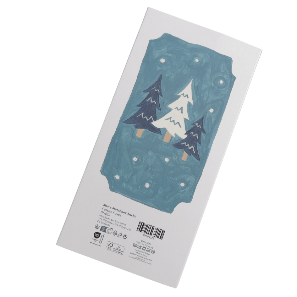 MISS SPARROW Mens Socks One Size (Fits 7-11) Men’s Matchbox Socks Festive Foxes
