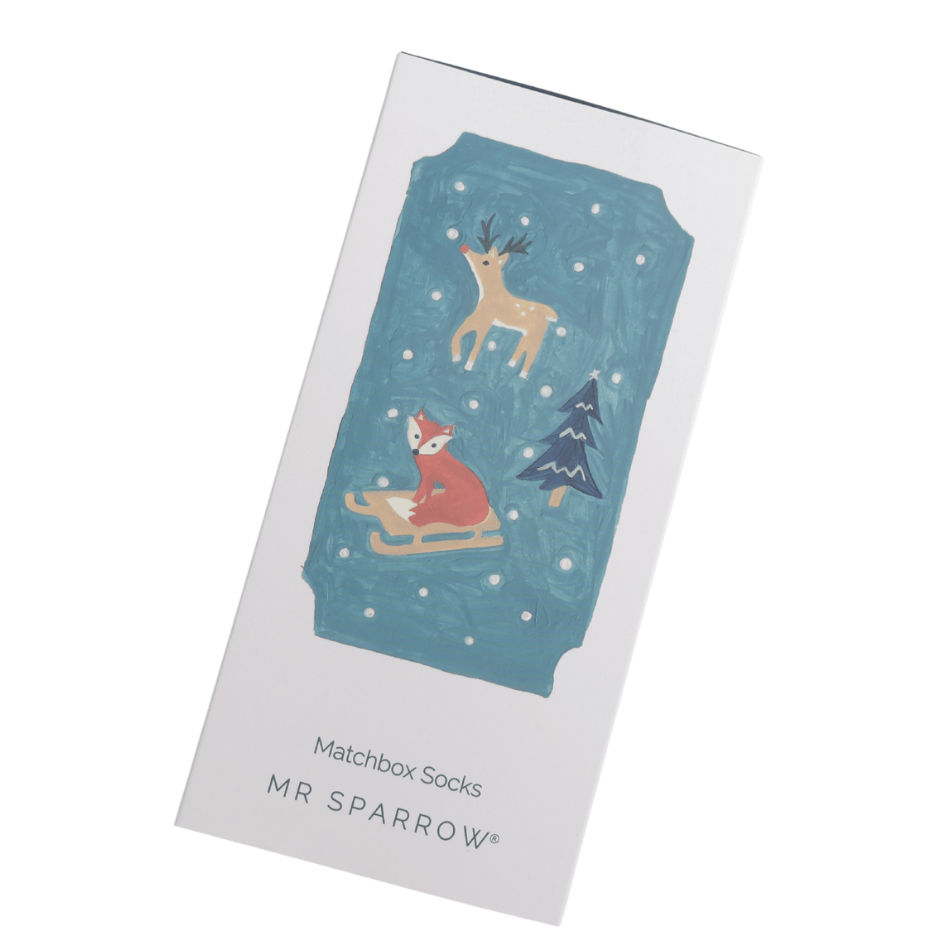 MISS SPARROW Mens Socks One Size (Fits 7-11) Men’s Matchbox Socks Festive Foxes