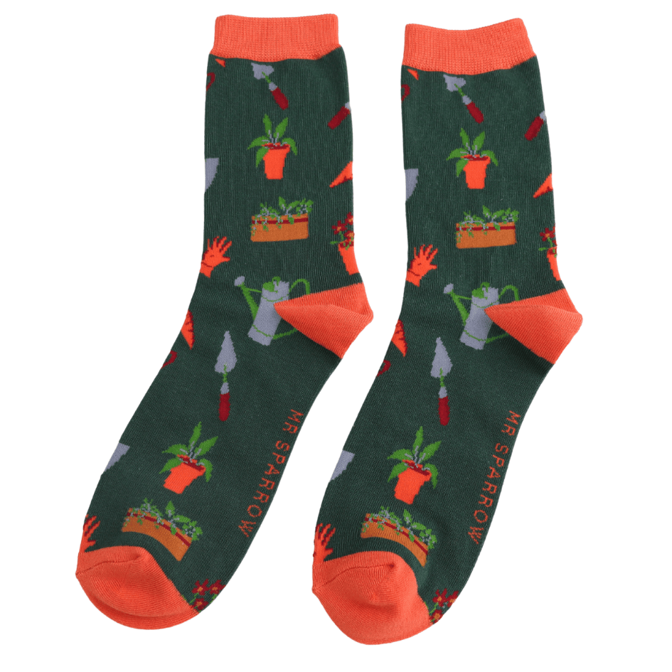 MISS SPARROW Mens Socks One Size (Fits 7-11) Men’s Matchbox Socks Gardener’s Tools