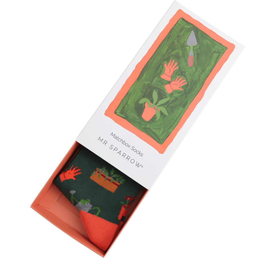 MISS SPARROW Mens Socks One Size (Fits 7-11) Men’s Matchbox Socks Gardener’s Tools