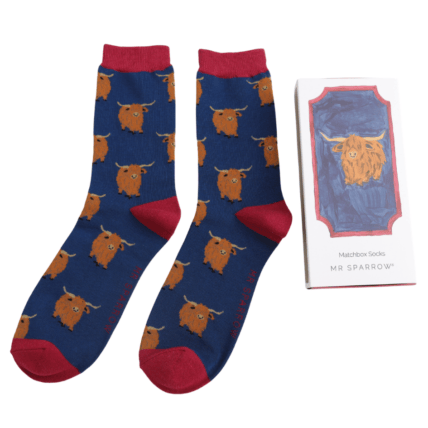MISS SPARROW Mens Socks One Size (Fits 7-11) Men’s Matchbox Socks Highland Herd