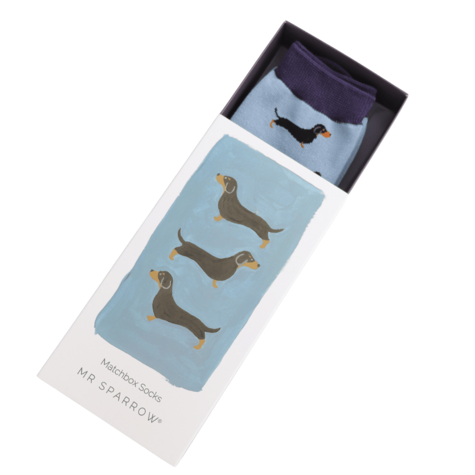 MISS SPARROW Mens Socks One Size (Fits 7-11) Men’s Matchbox Socks Little Sausage Dogs