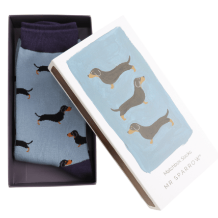 MISS SPARROW Mens Socks One Size (Fits 7-11) Men’s Matchbox Socks Little Sausage Dogs