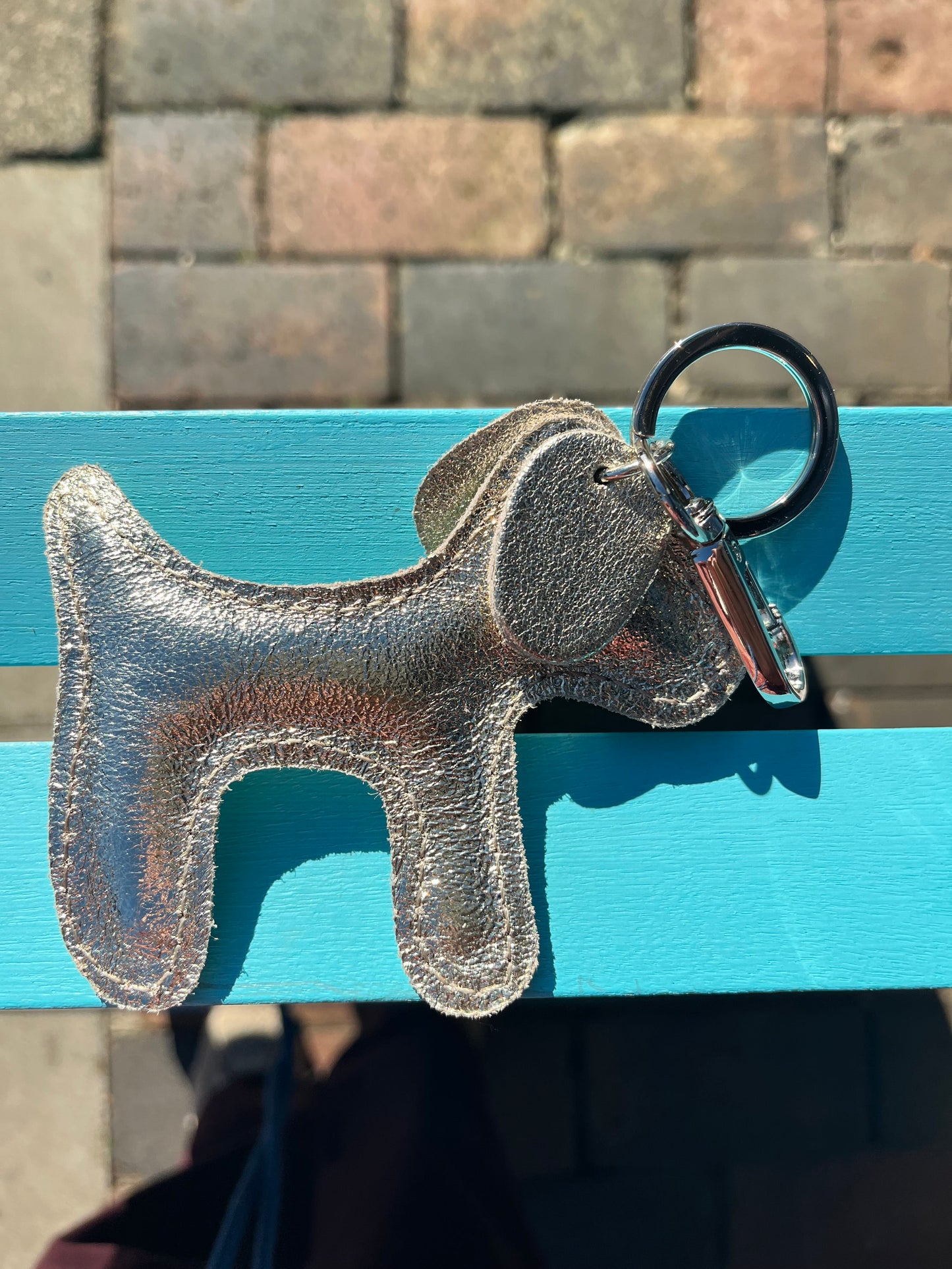 Moda Express Accessories Leather Metallic Man's Best Friend Keyring
