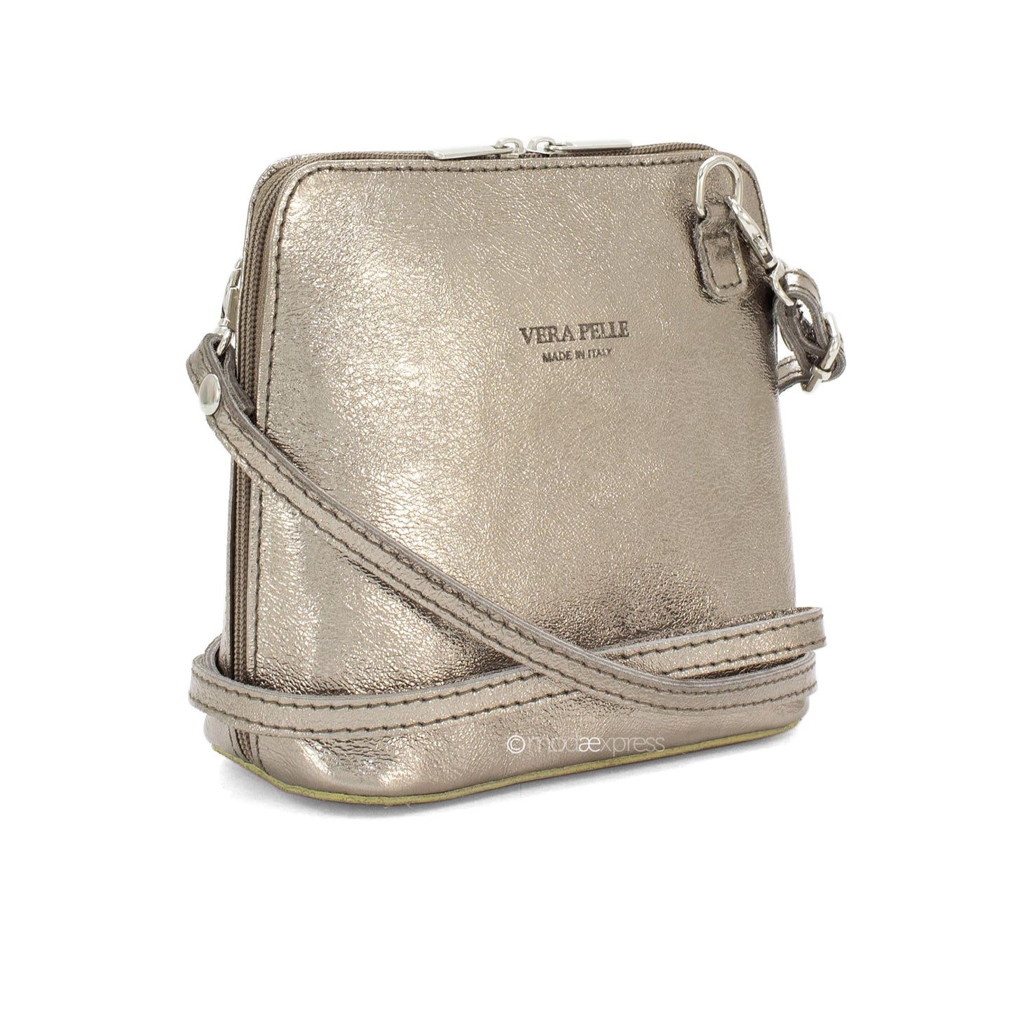 Moda Express Bags Mini Metallic Leather Crossbody Handbag