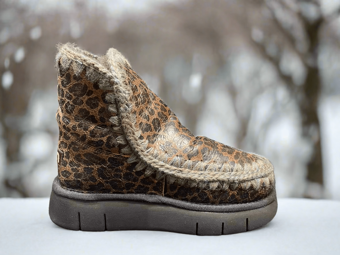 Mou Footwear Ladies Shoes Eskimo Bounce 18 Boots in Leopard Vinleo