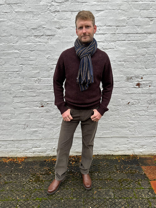 &MR Mens Knitwear Tweed Jumper in Rich Port