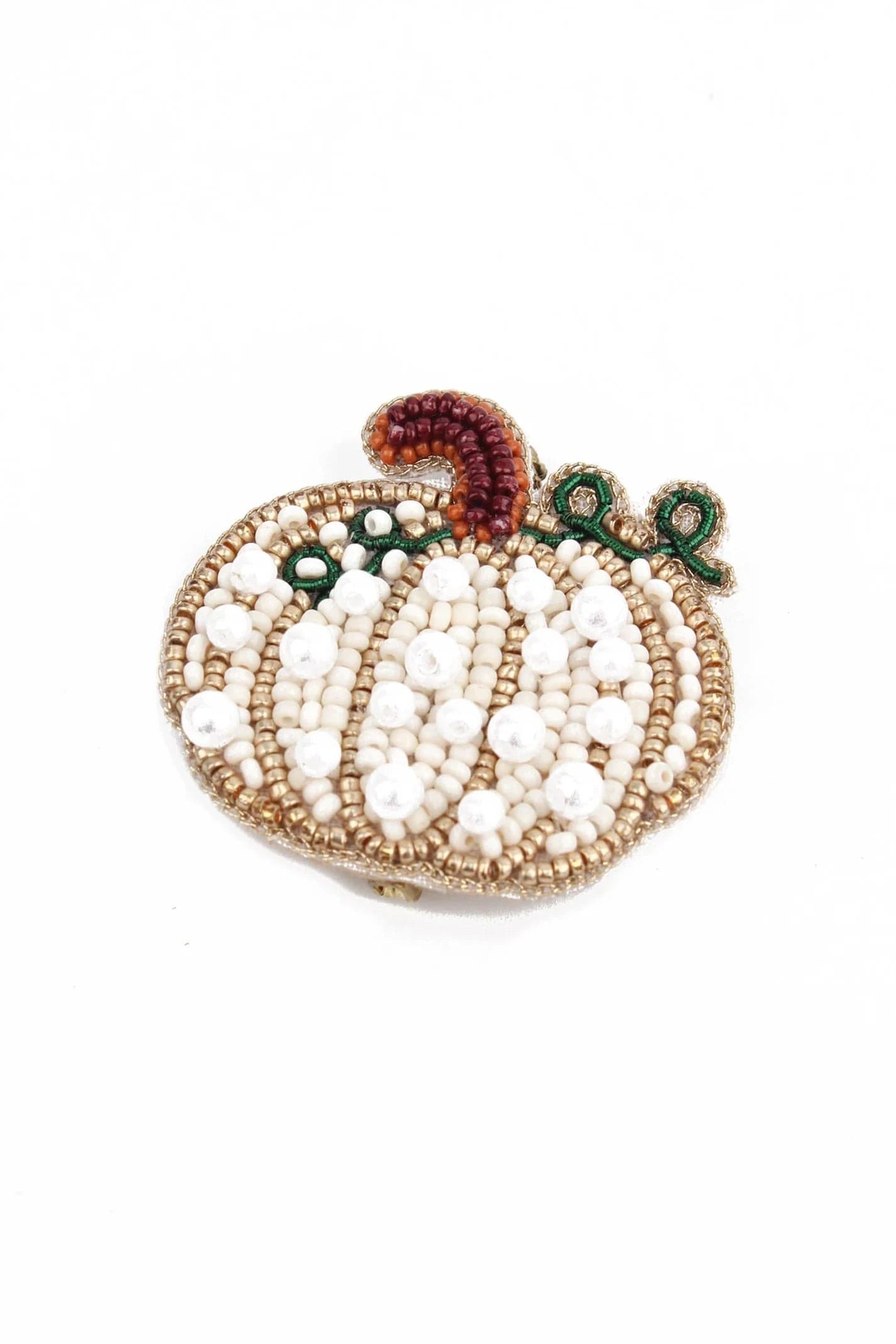 My Doris Accessories Beaded White Pumpkin Brooch