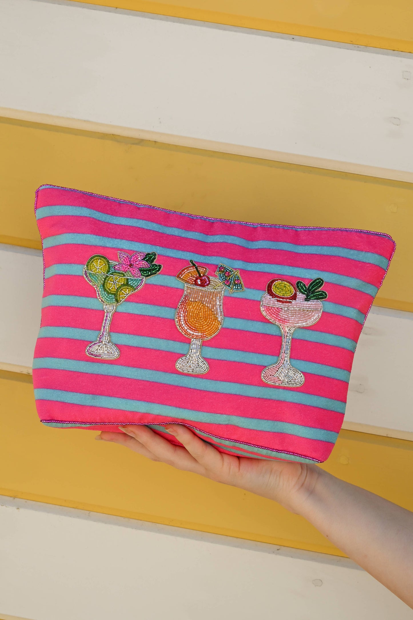 My Doris Bags COCKTAIL MEDIUM POUCH ON STRIPE