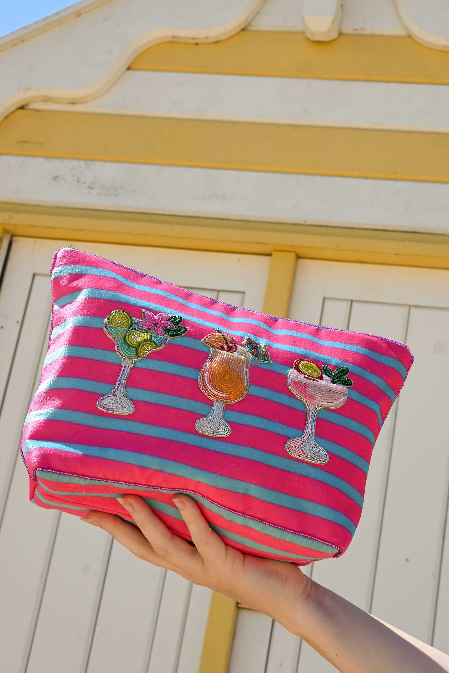 My Doris Bags COCKTAIL MEDIUM POUCH ON STRIPE