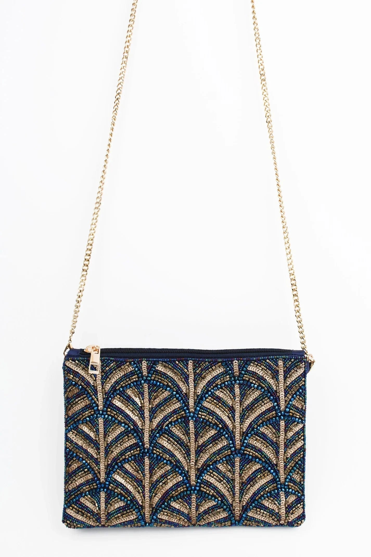 My Doris Bags Dark Blue & Gold Swirl Art Deco Bag