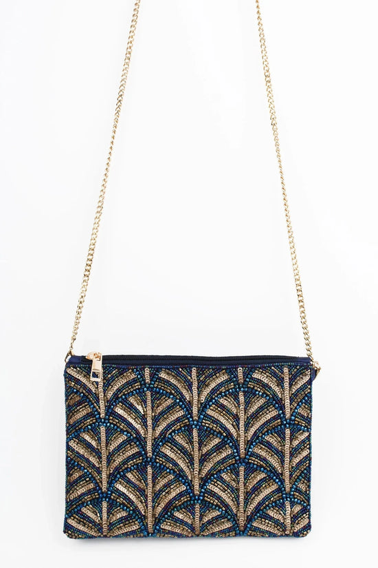 My Doris Bags Dark Blue & Gold Swirl Art Deco Bag
