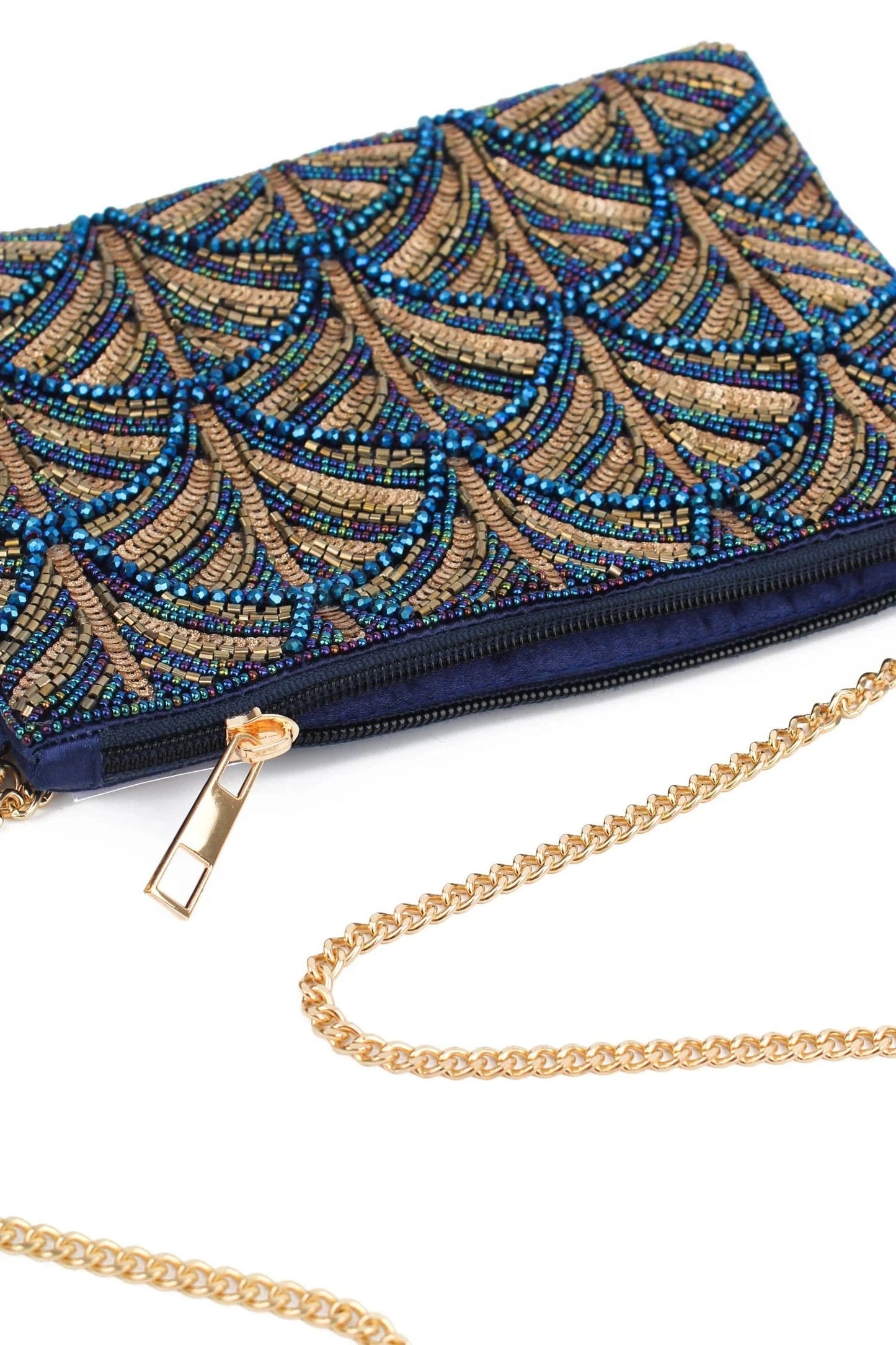 My Doris Bags Dark Blue & Gold Swirl Art Deco Bag