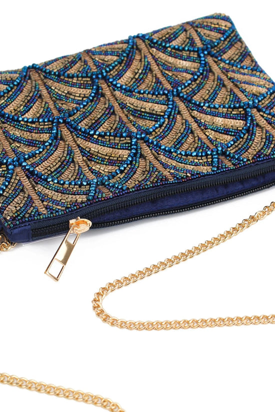 My Doris Bags Dark Blue & Gold Swirl Art Deco Bag