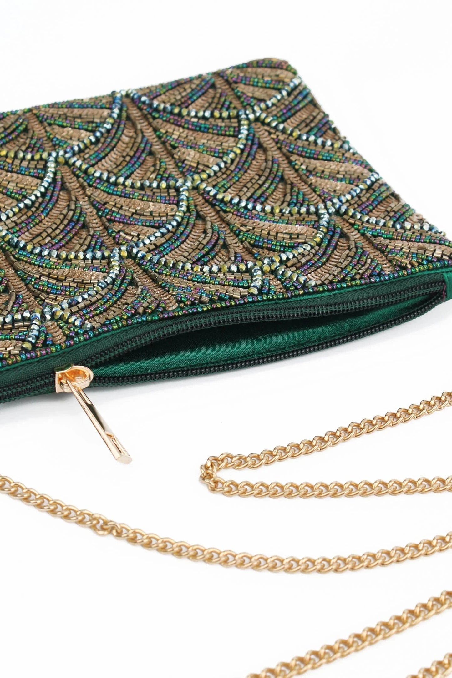 My Doris Bags Dark Green and Gold Swirl Art Deco Bag