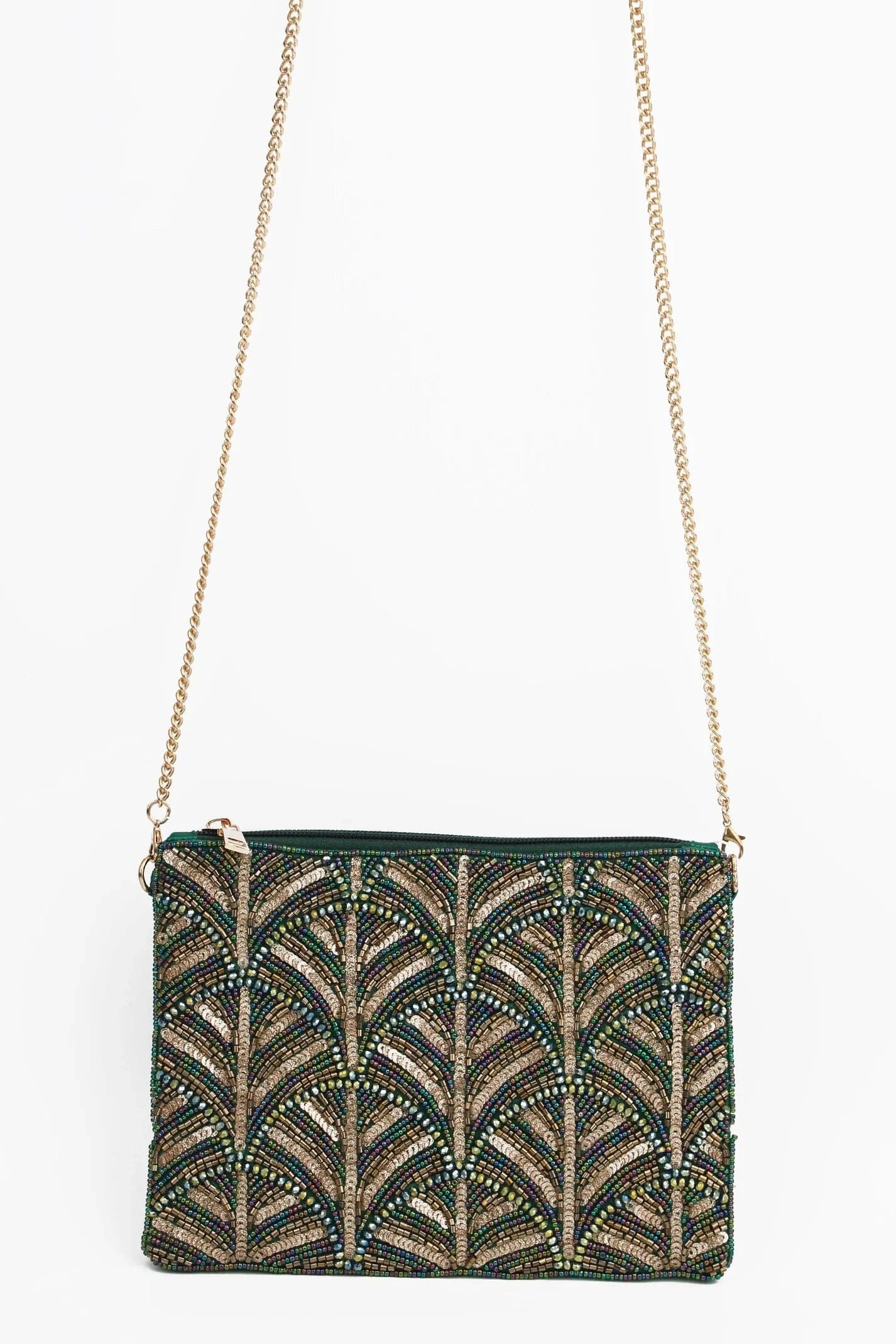 My Doris Bags Dark Green and Gold Swirl Art Deco Bag