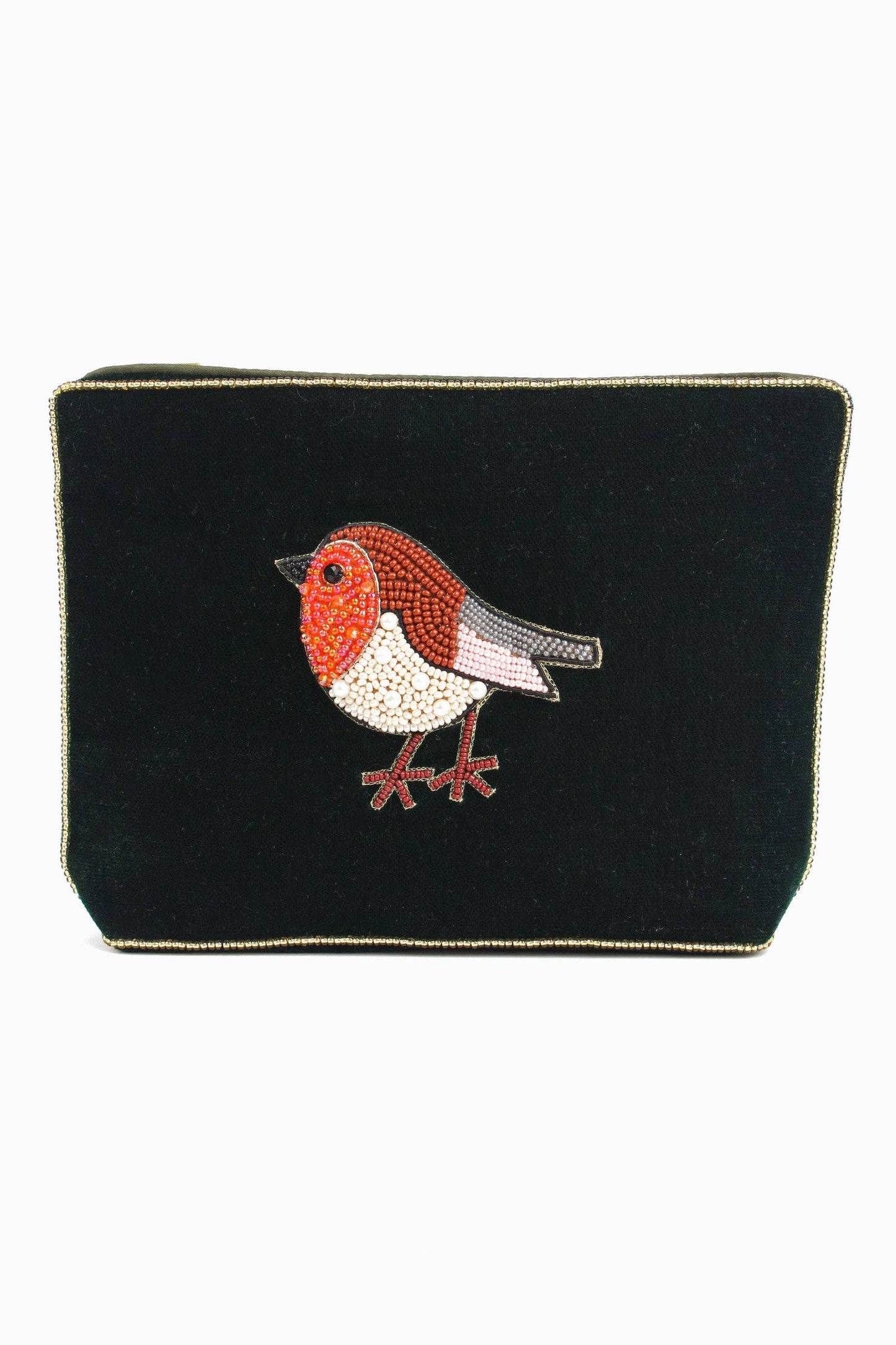 My Doris Bags DARK GREEN ROBIN MEDIUM VELVET POUCH