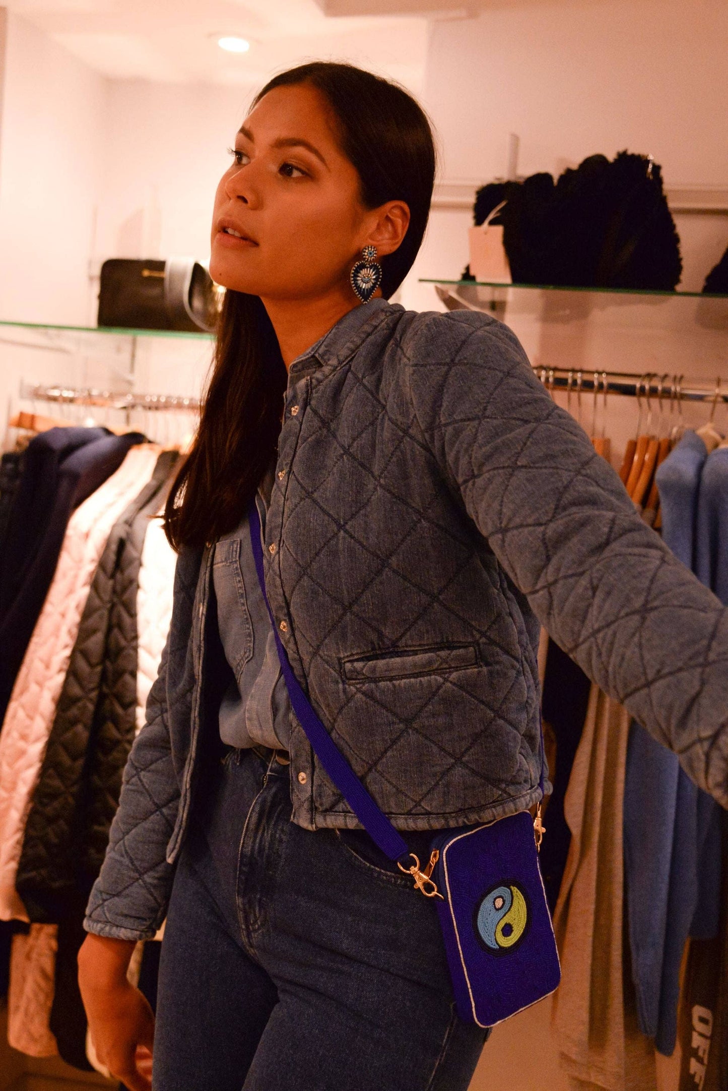 My Doris BLUE BEADED YIN YANG MOBILE PHONE BAG