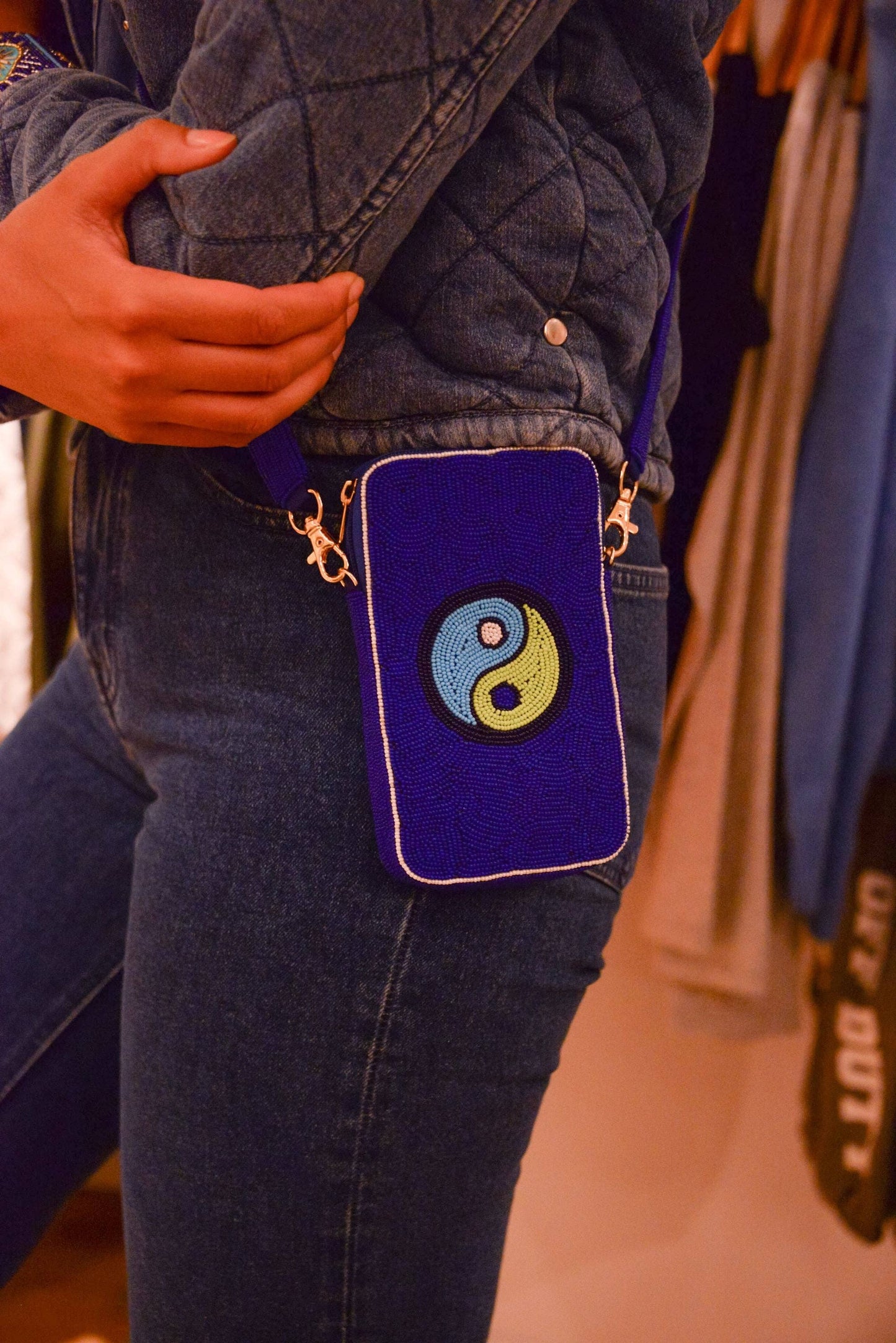 My Doris BLUE BEADED YIN YANG MOBILE PHONE BAG