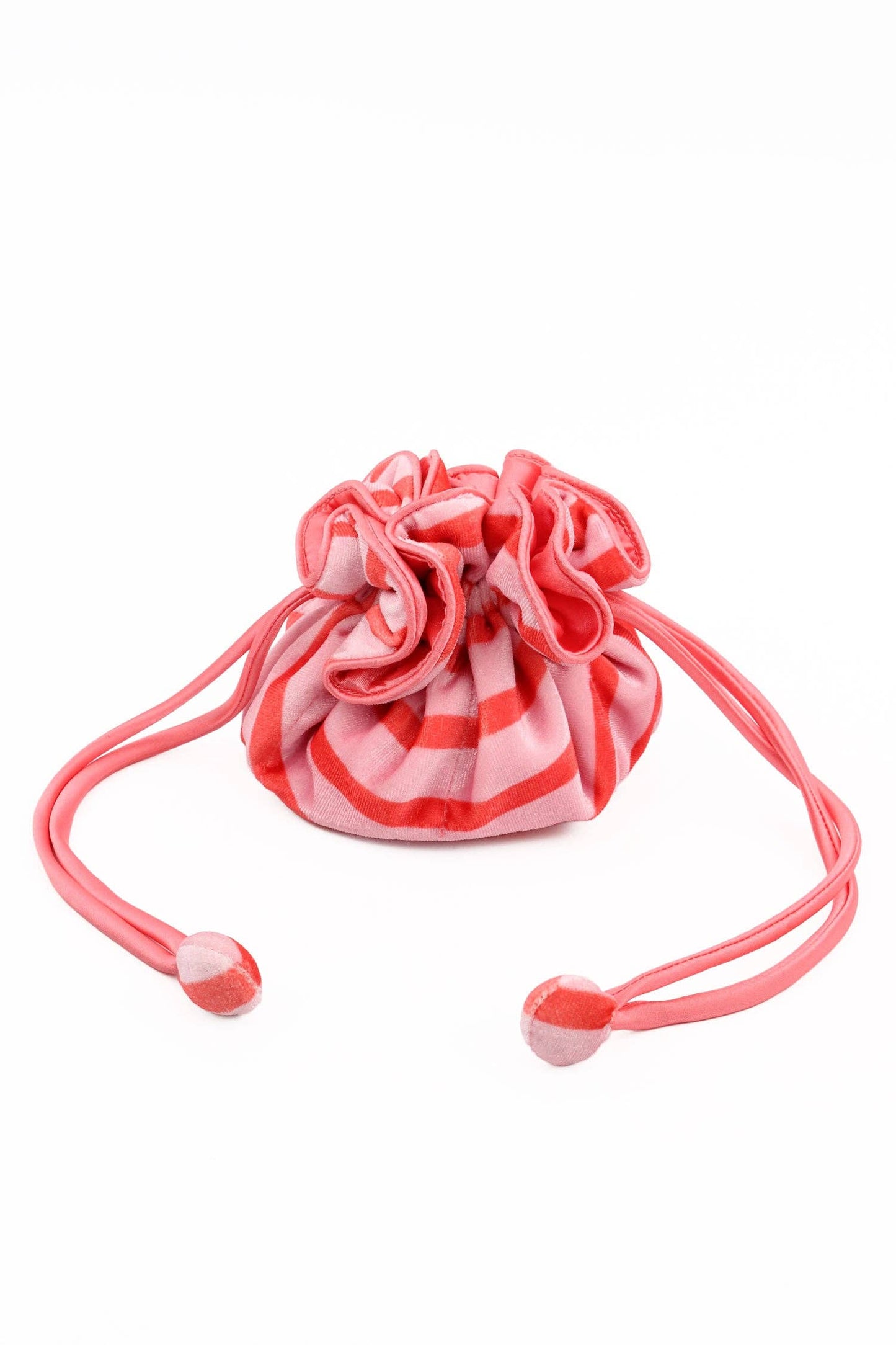 My Doris CORAL AND LIGHT PINK STRIPE JEWELLERY DRAWSTRING POUCH